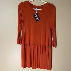 Zenana Premium Basic Ruffle Hem Dress. Size: L